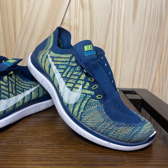 Nike Free 4.0 Flyknit Men’s Blue Green Running Shoes Size 11 Style 717075-402 - Picture 2 of 9